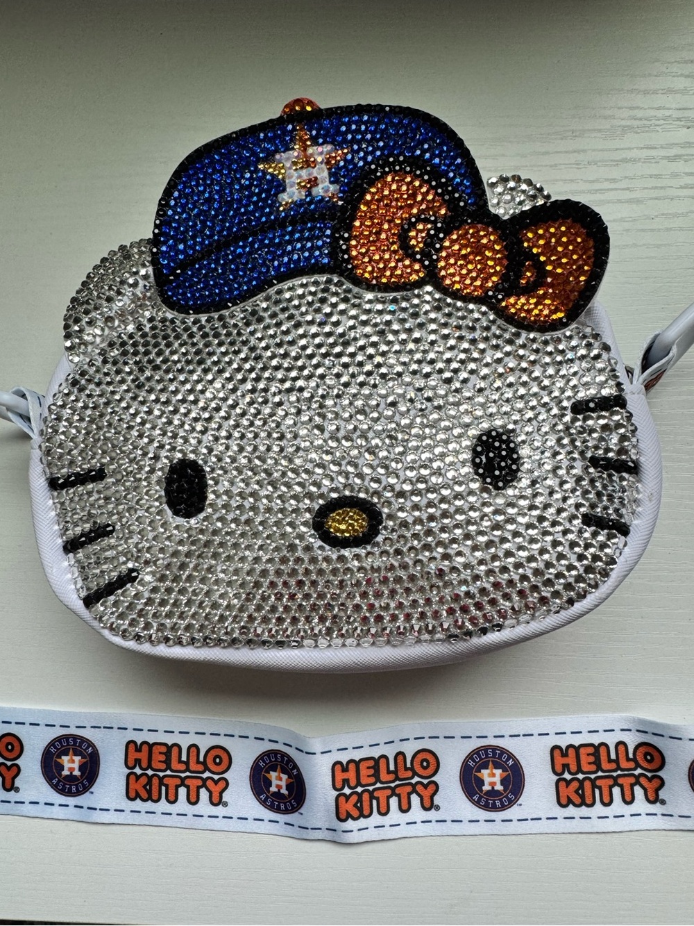 Custom Rhinestone Astros Hello Kitty Bag